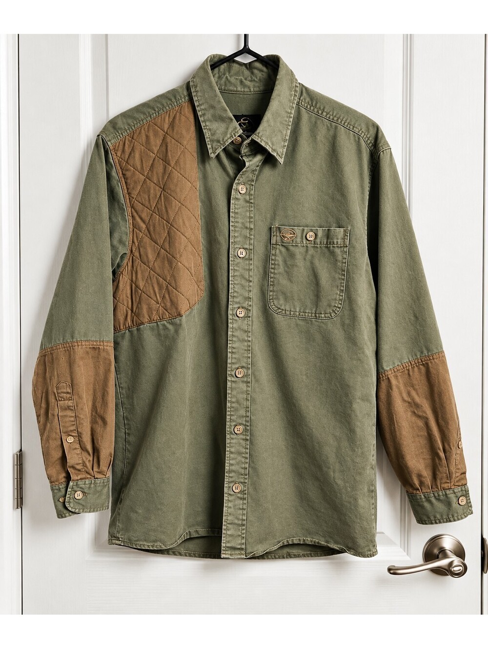 RedHead Men's Large Olive Green Quilted Shooting Hunting Shirt Cotton Outdoor
